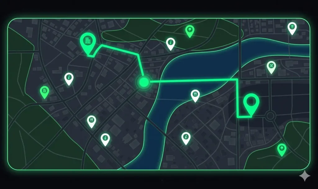 Digital marketing agency location map showing service areas and client reach across different regions.